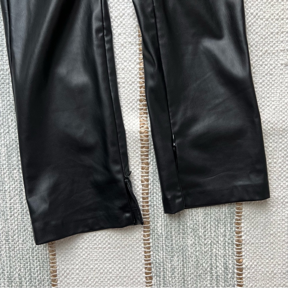 Zara Black Faux Leather Ankle Zip Slim Leg High Rise Pants Women’s Size Medium - Picture 8 of 8
